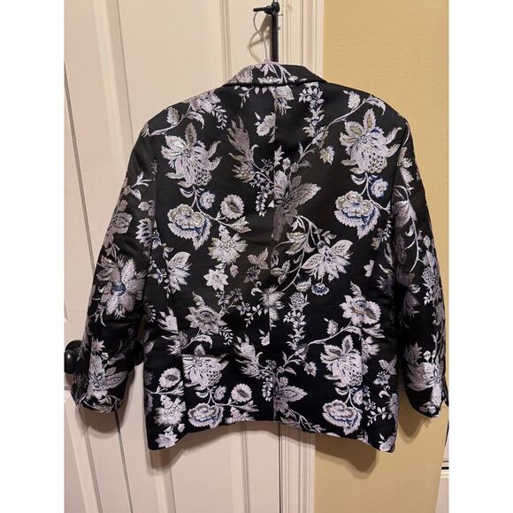 INC International Concepts Black Purple Silver Floral Party Suit Coat Blazer XL - Picture 3 of 16